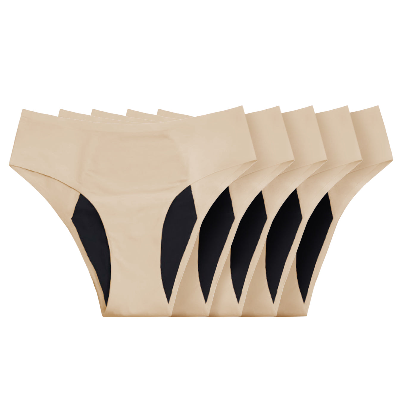 Seamless Leakproof Bikini Beige 5-Pack (Heavy Absorbency Version)